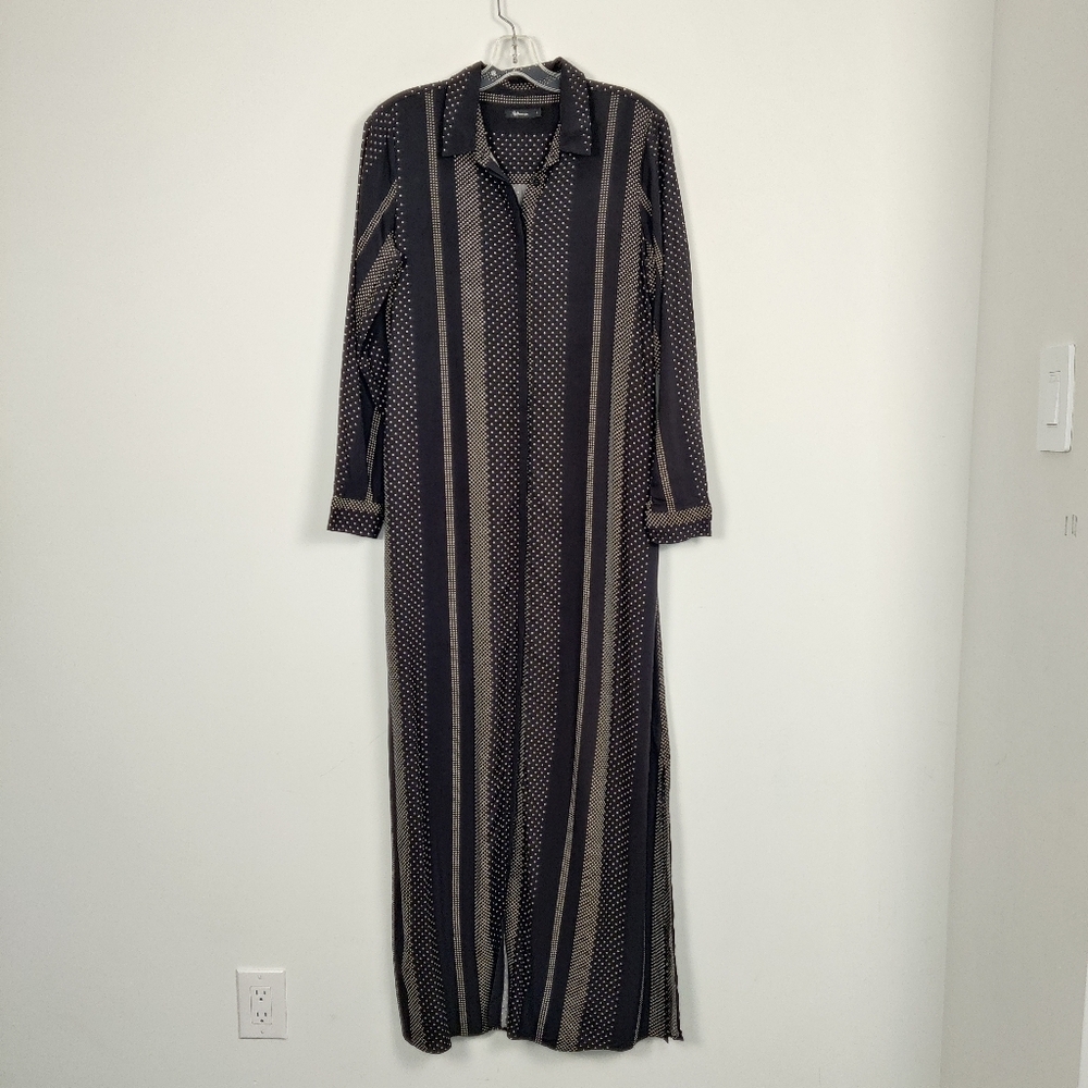 Reitmans Women's Maxi Dress in Black Size 6 Polka Dot Business Casual Whimsical